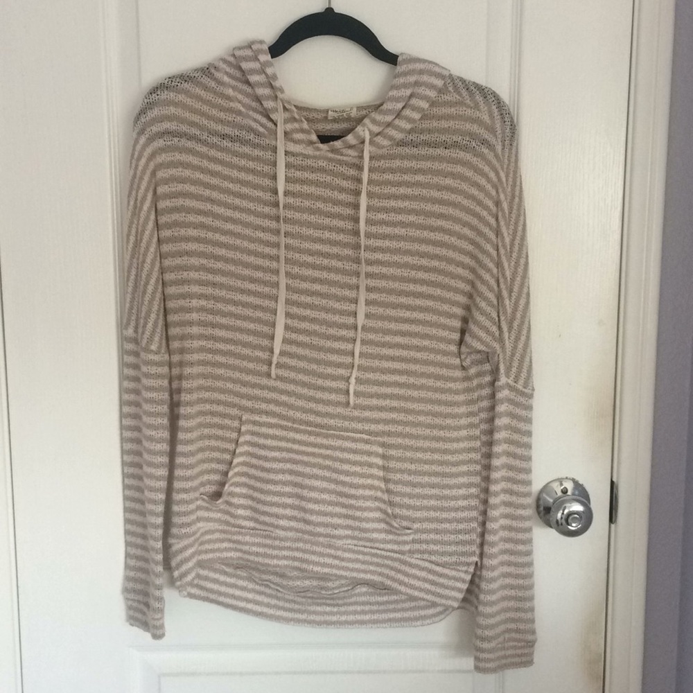 tan and cream striped sweater